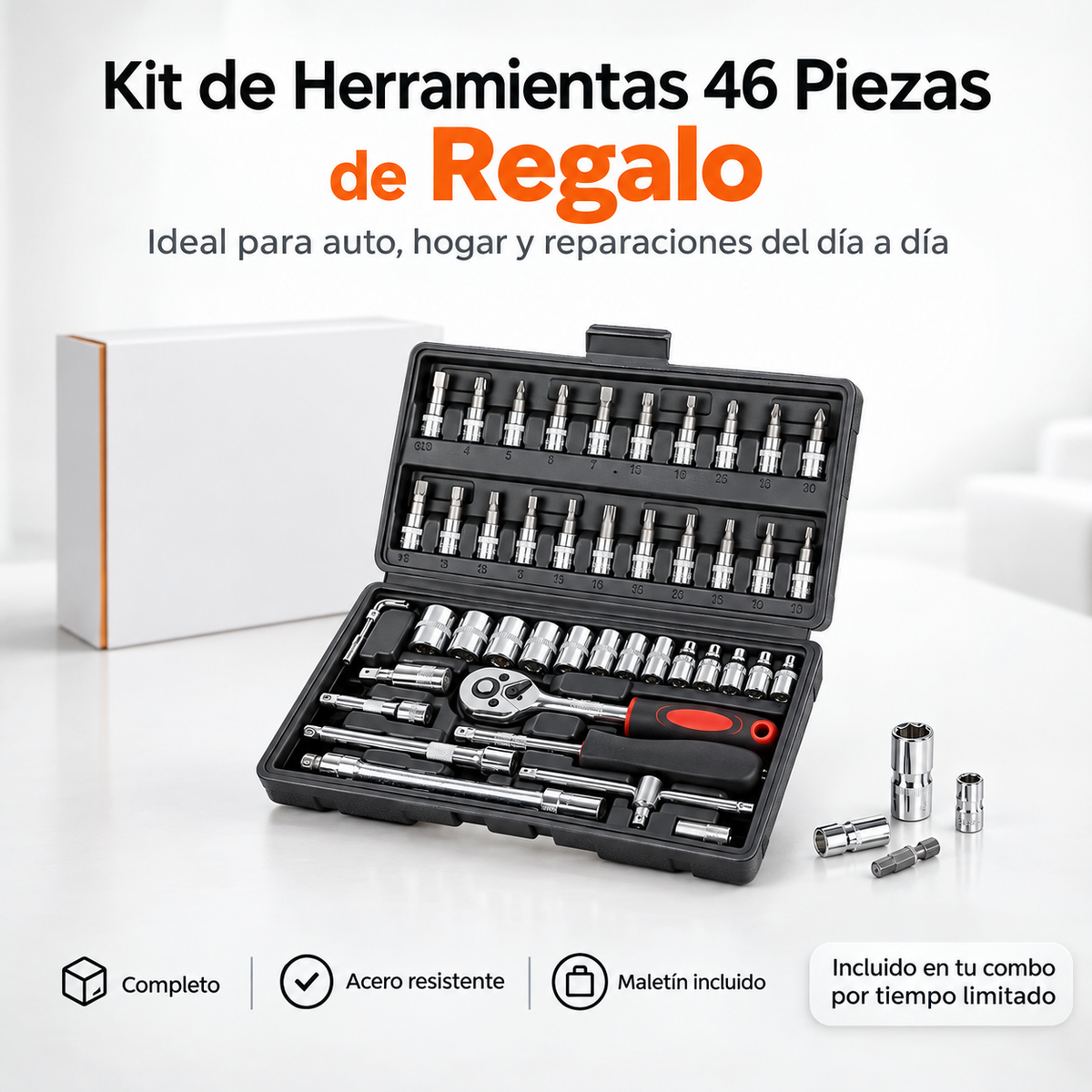 🔥COMBO LIQUIDACIÓN: Hidrolavadora + (Kit de Herramientas 46 Pzs + Doble Batería + Maletín)